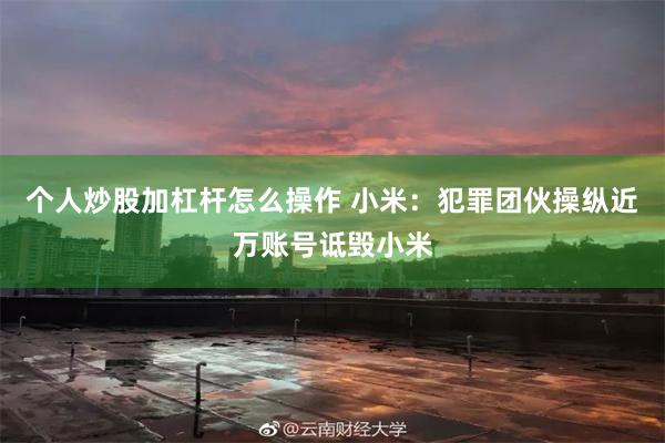 个人炒股加杠杆怎么操作 小米：犯罪团伙操纵近万账号诋毁小米