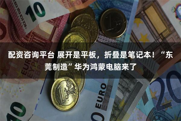 配资咨询平台 展开是平板，折叠是笔记本！“东莞制造”华为鸿蒙电脑来了