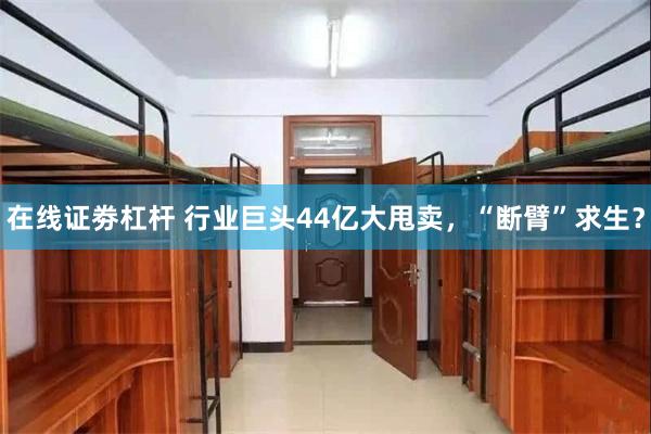 在线证劵杠杆 行业巨头44亿大甩卖，“断臂”求生？
