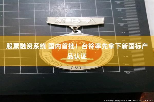 股票融资系统 国内首批！台铃率先拿下新国标产品认证
