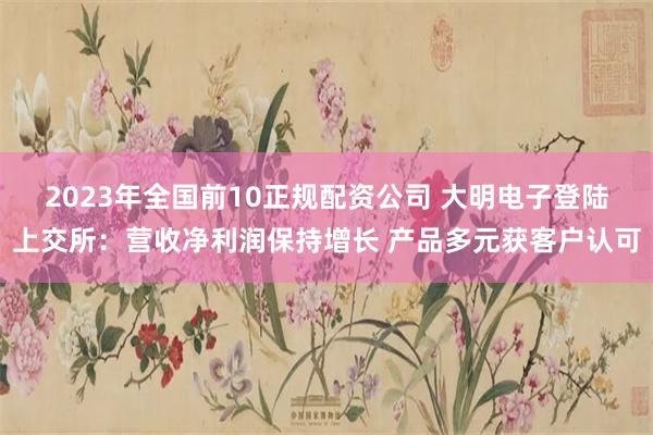 2023年全国前10正规配资公司 大明电子登陆上交所：营收净利润保持增长 产品多元获客户认可