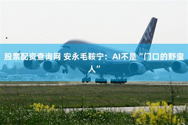 股票配资查询网 安永毛鞍宁：AI不是“门口的野蛮人”