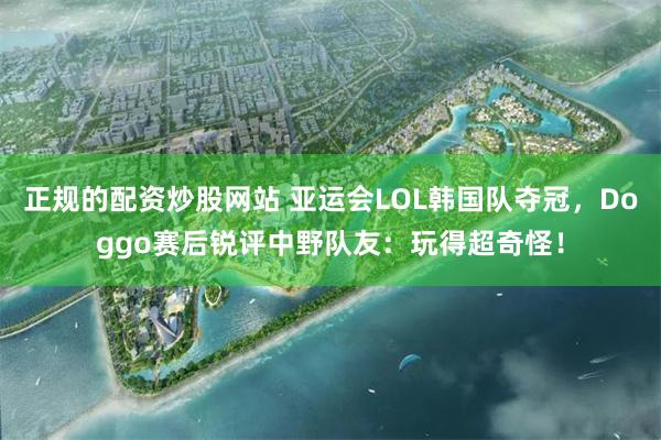 正规的配资炒股网站 亚运会LOL韩国队夺冠，Doggo赛后锐评中野队友：玩得超奇怪！